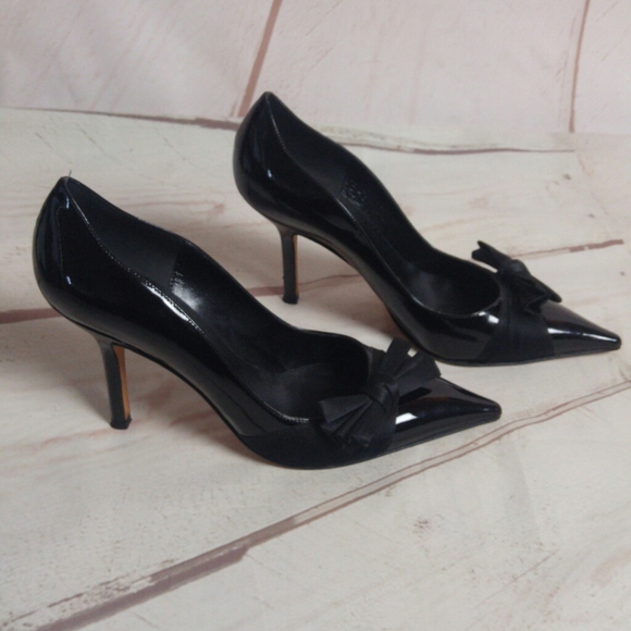 kate spade black heels with bow
